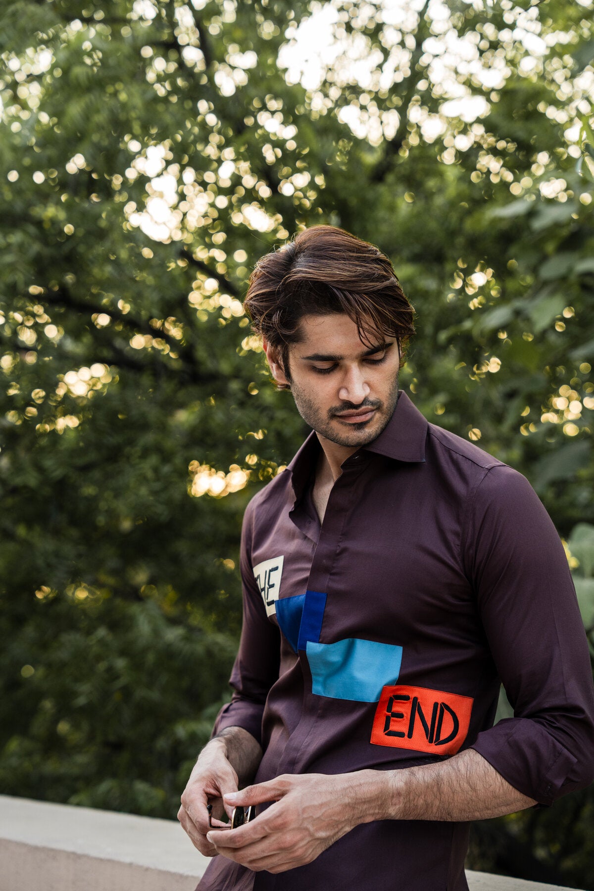 Brown The End Embroidered Shirt