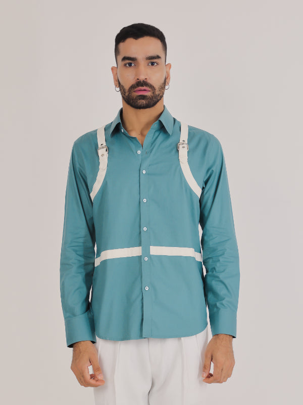 Blue & White Buckle Designer Shirt