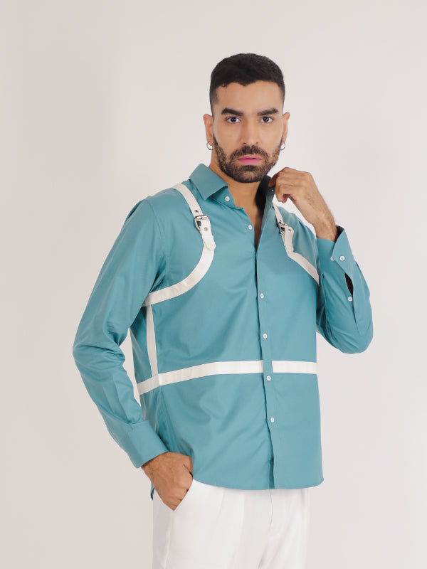 Blue & White Buckle Designer Shirt