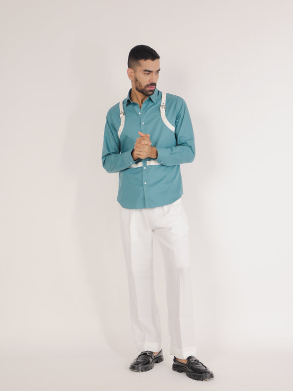 Blue & White Buckle Designer Shirt