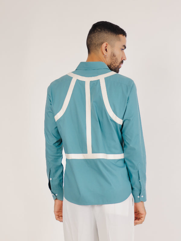 Blue & White Buckle Designer Shirt