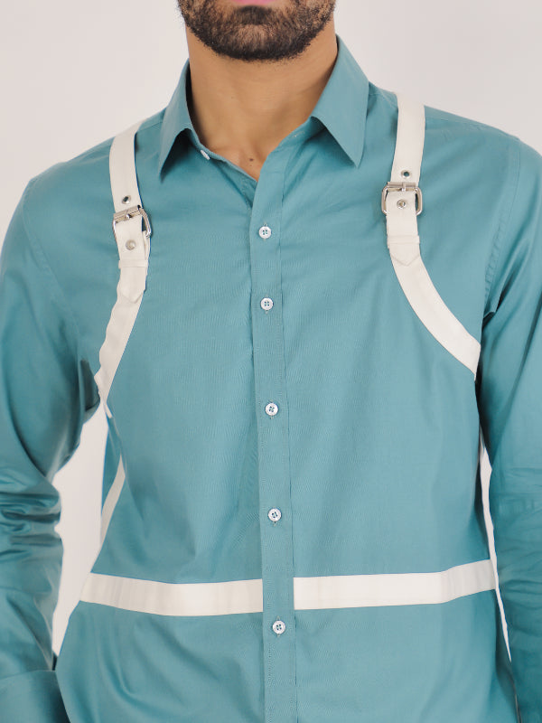 Blue & White Buckle Designer Shirt