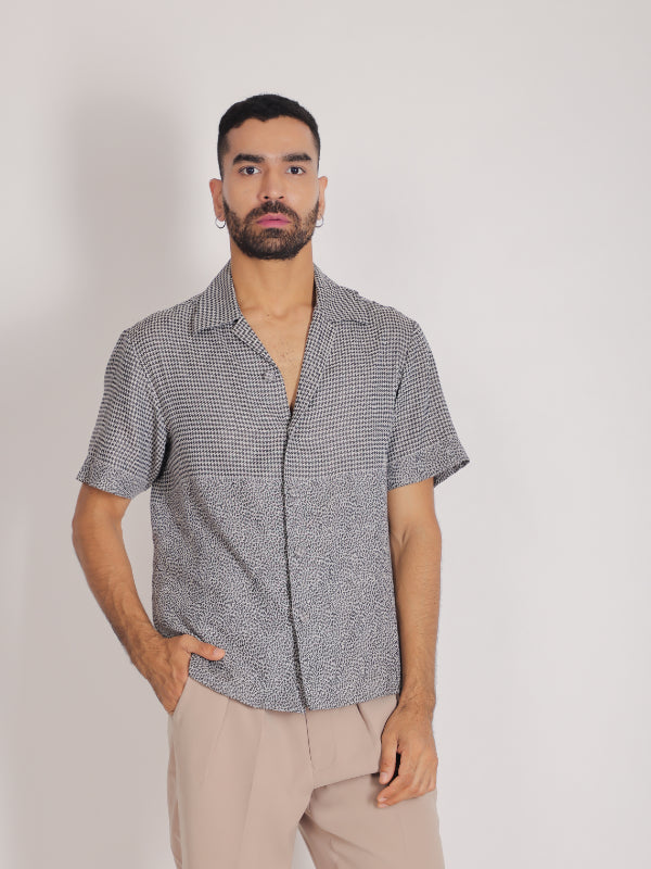 Black & White Stripes Bowling Shirt