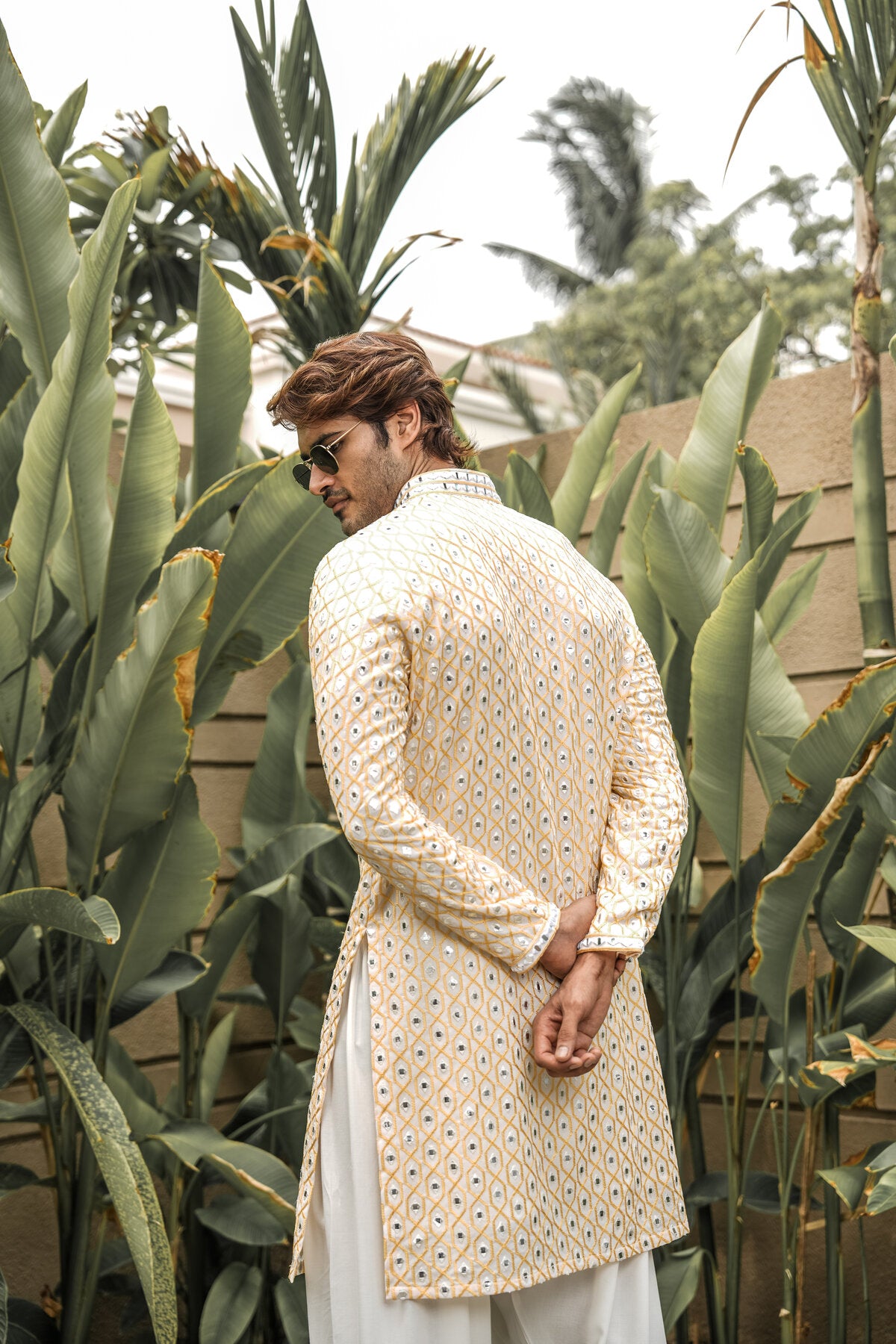 Off White Mirror Work Kurta Set