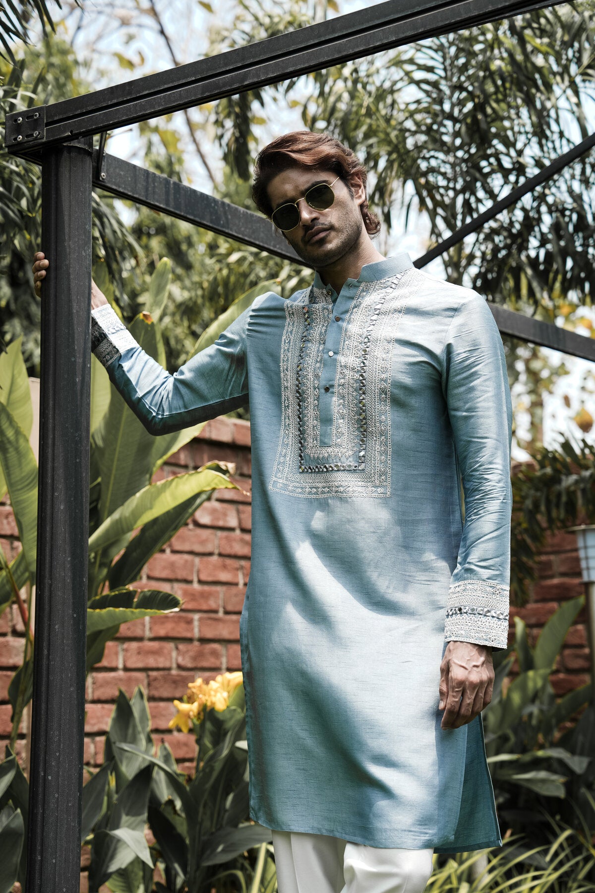 Grey Embroidered Kurta Set