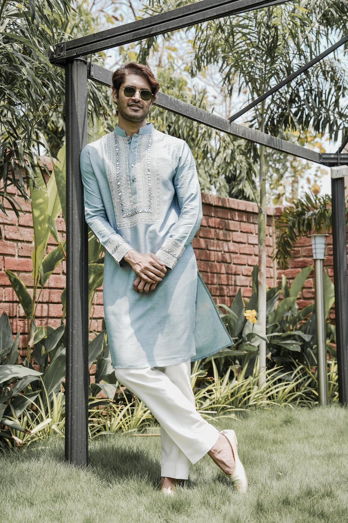 Grey Embroidered Kurta Set