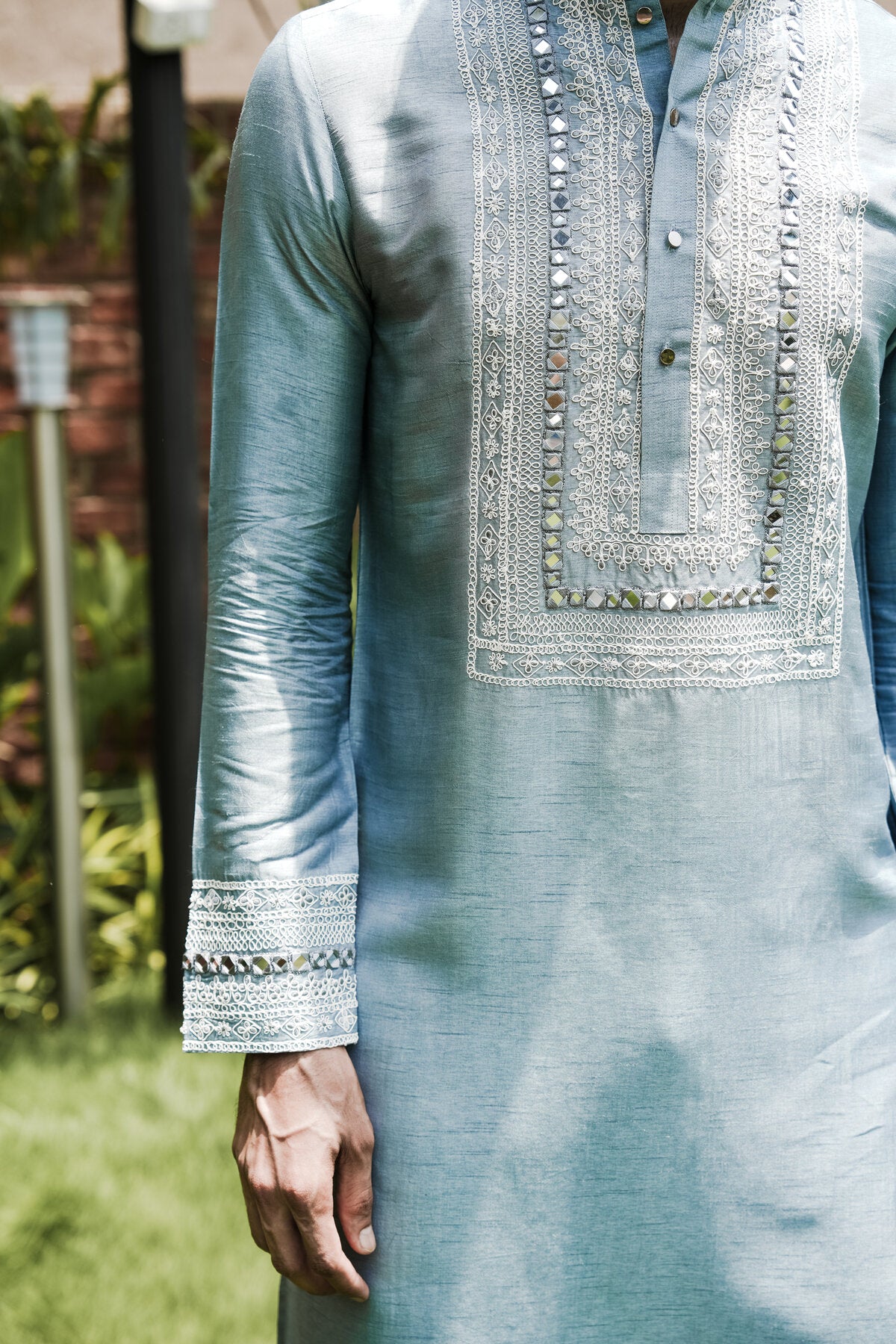 Grey Embroidered Kurta Set