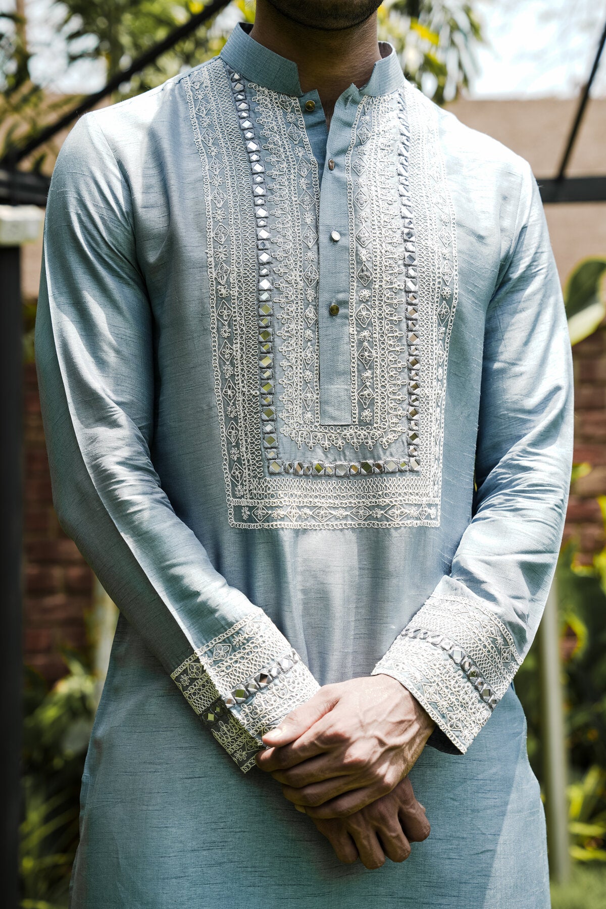 Grey Embroidered Kurta Set