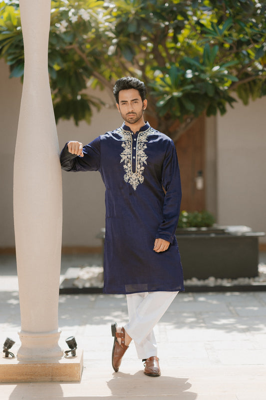 Elegant Purple Silk Kurta Pyjama Set