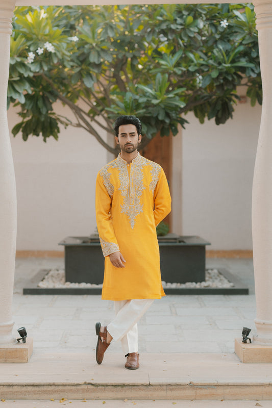 Radiant Yellow Silk Kurta Pyjama Set