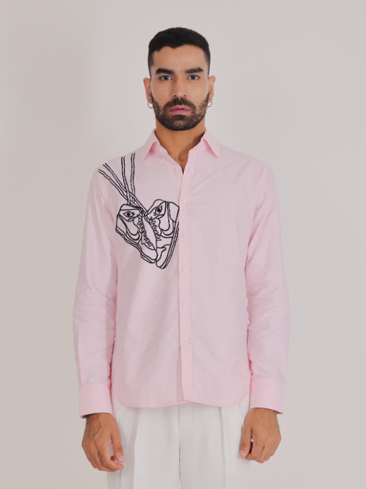 Pink Sneaker Embroidered Designer Shirt