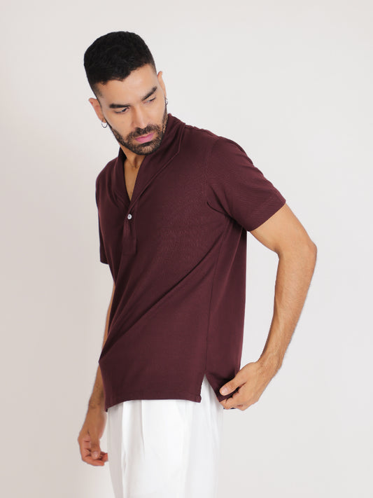 Maroon Solid Cotton T-shirt