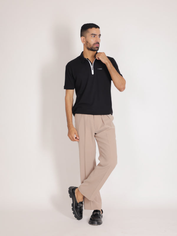 Black Cotton Polo T-Shirt