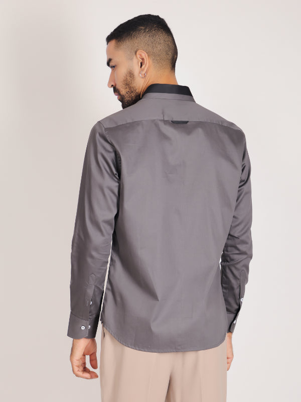 Grey & Black Patched Shirt
