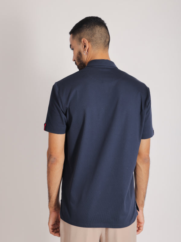 Navy Blue Cotton Polo T-Shirt