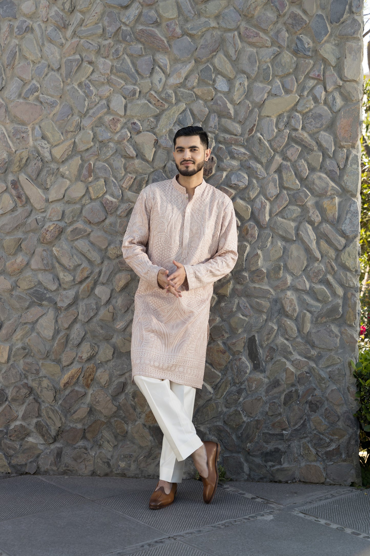 The pink kurta with pyjama, made from a soft silk cotton fabric