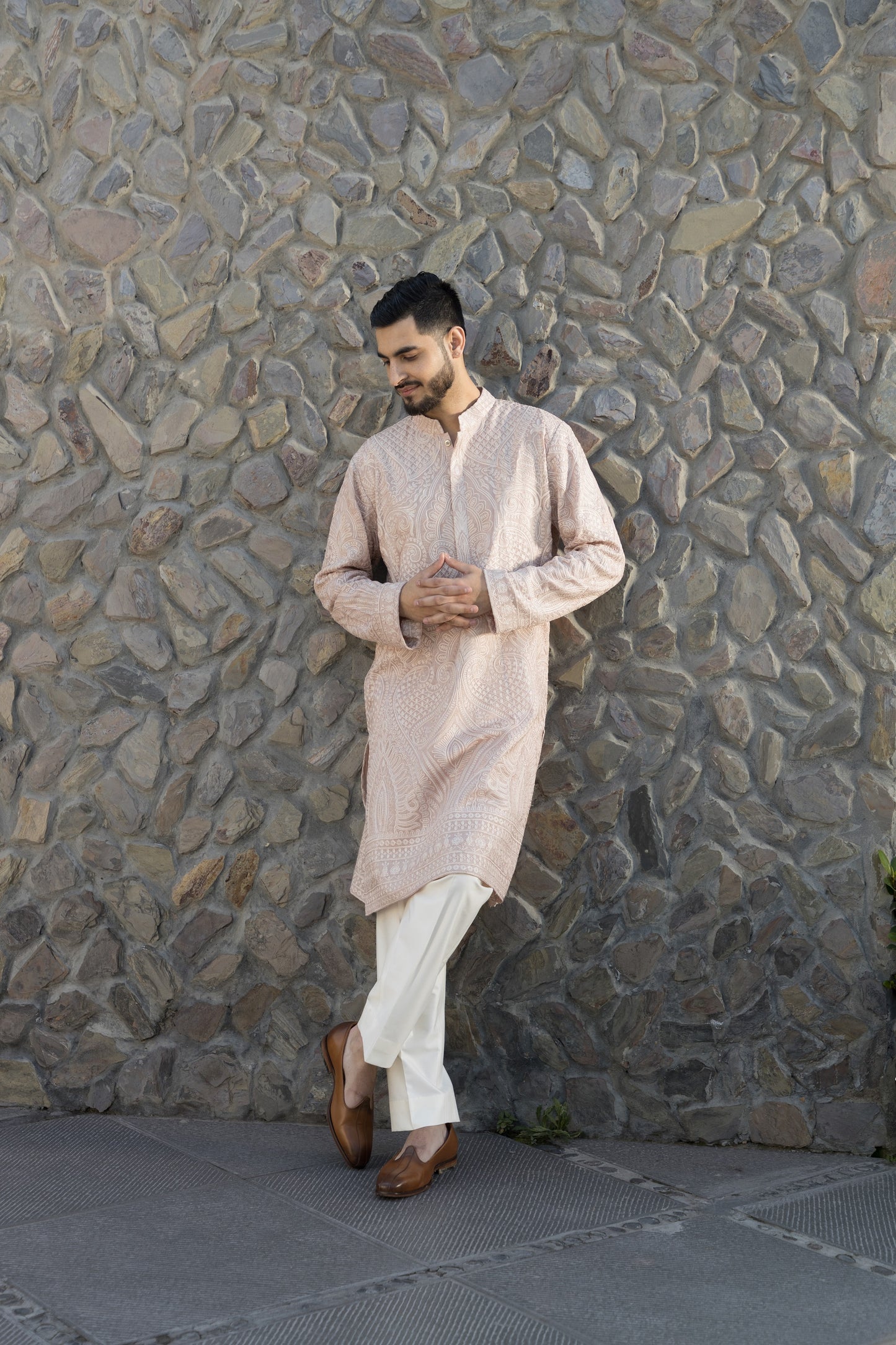 The pink kurta with pyjama, made from a soft silk cotton fabric