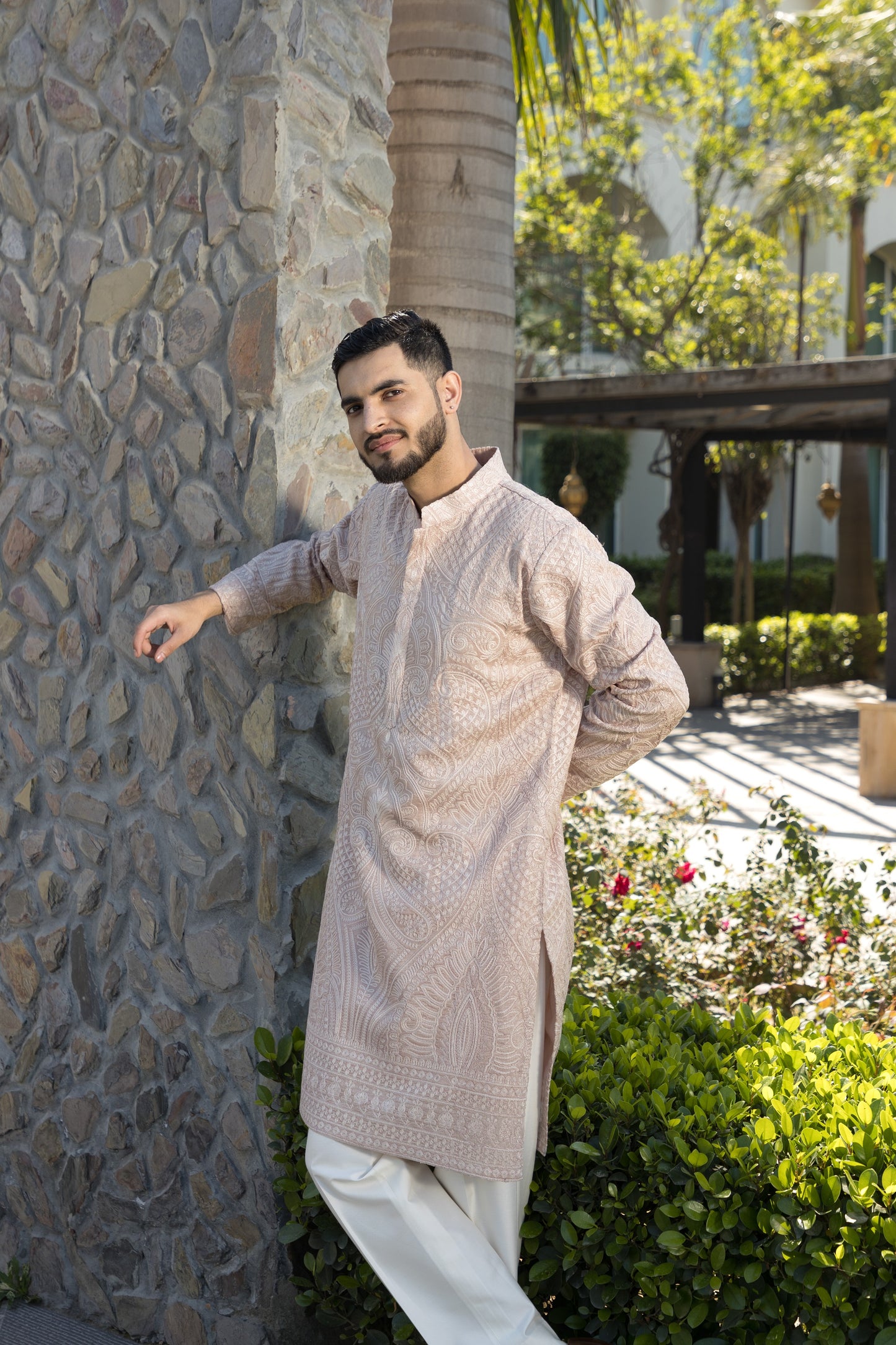 The pink kurta with pyjama, made from a soft silk cotton fabric