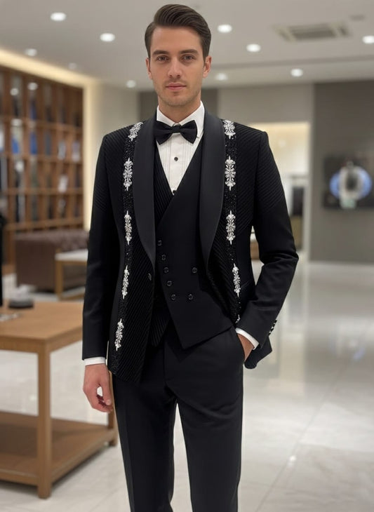 Men’s Black 3-Piece Slim Fit Tuxedo