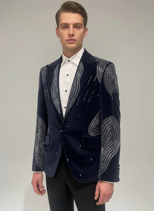 Midnight Navy Velvet Tuxedo Suit