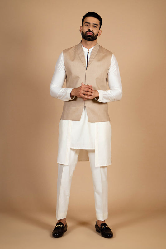 Designer Kurta with beige jacket