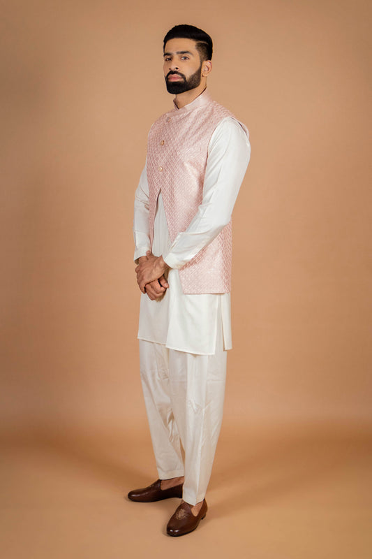 Kurta Pyjama with Pink Jacket