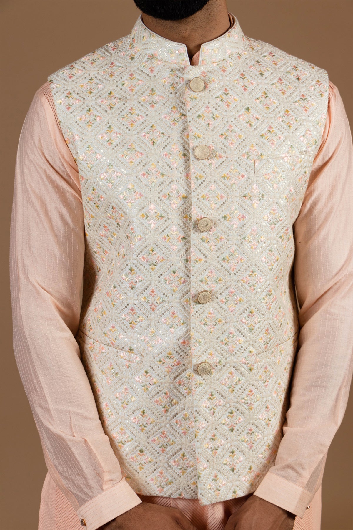 Pastel Kurta with heavy embroidered jacket